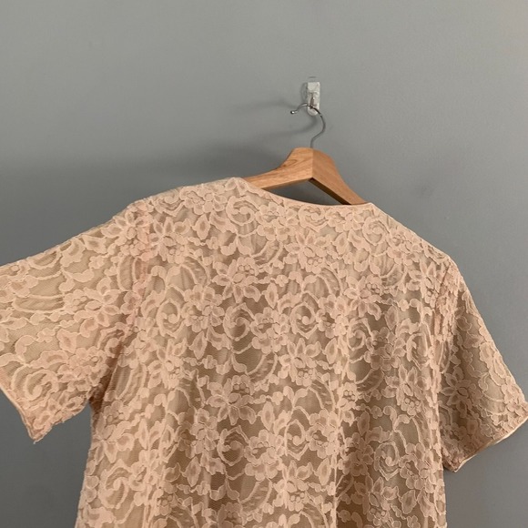 Vintage Dela Ann Loungewear Womens Day Dress Lace Bow Girl Coquette Satin M 422 - Picture 10 of 16